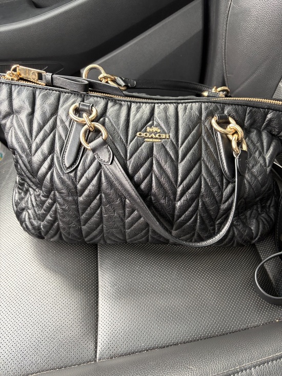 Coach Handbags - Coach Black Quilted Leather Shoulder Bag with Gold Hardware